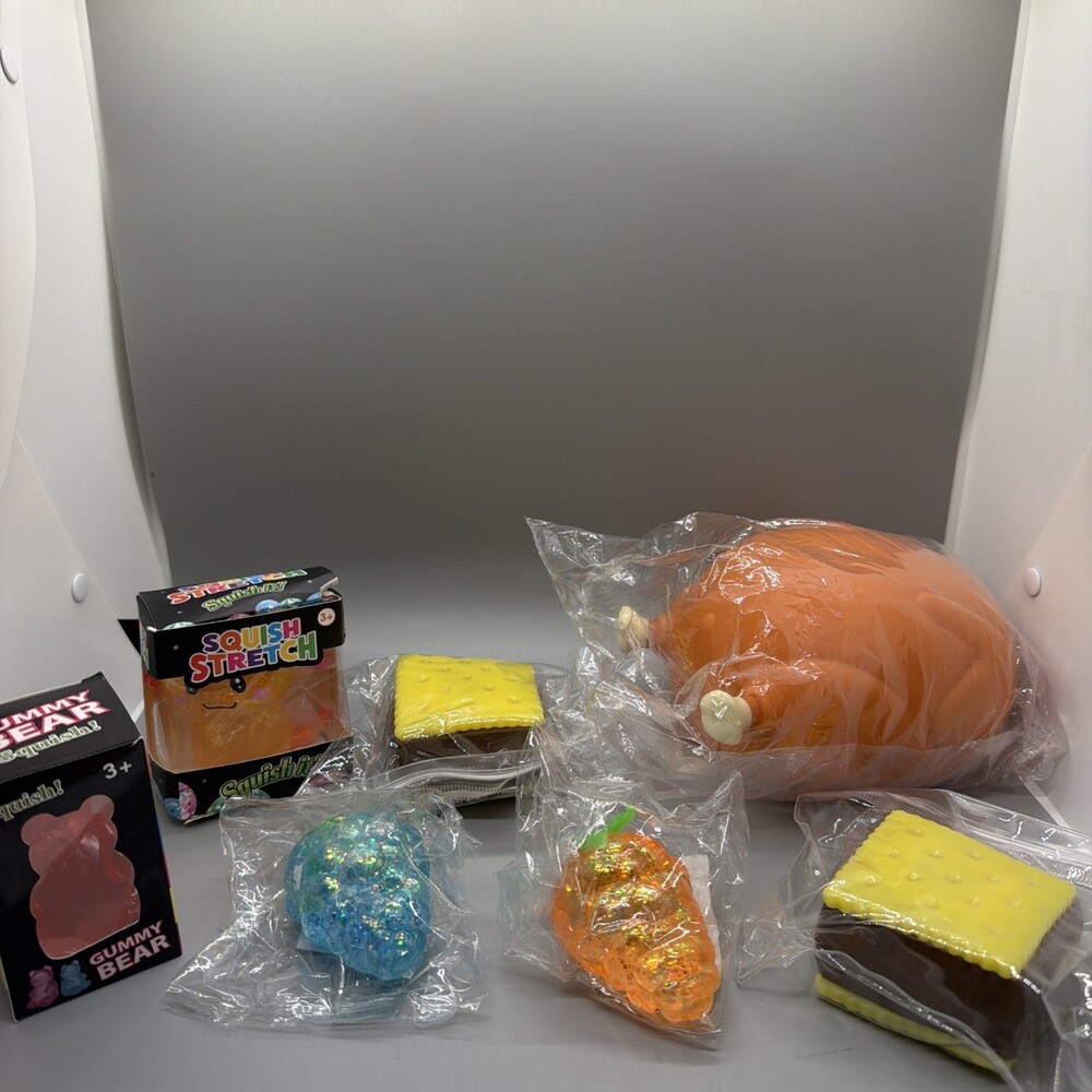 Huge Sensory Fidget Toy Lot of 7 - All Brand New Jumbo Turkey & Sugar Squishies